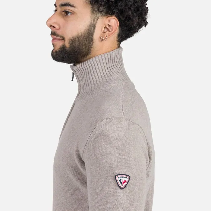 Herren Sweatshirts Und Pullover Rossignol Herrenstrickpullover Mit Halblangem Reiverschluss Signature Dune