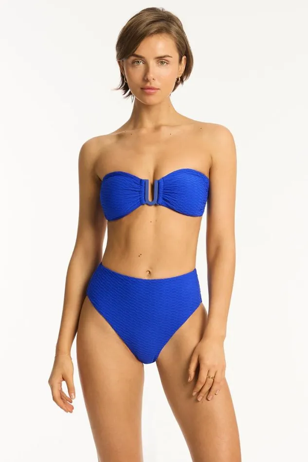 Honeycomb U Bar Bandeau Honeycomb Cobalt Women Sea Level Tops