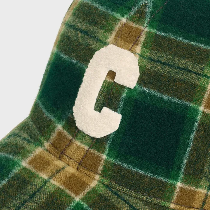 Initial Snapback Cap In Checked Wool Vertkakicraie Men CELINE HATS AND SOFT ACCESSORIES