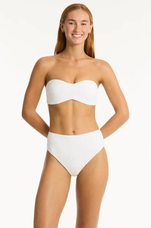 Interlace Retro High Waist Pant Interlace White Women Sea Level Bottoms
