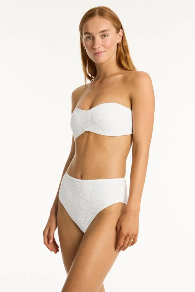 Interlace Retro High Waist Pant Interlace White Women Sea Level Bottoms
