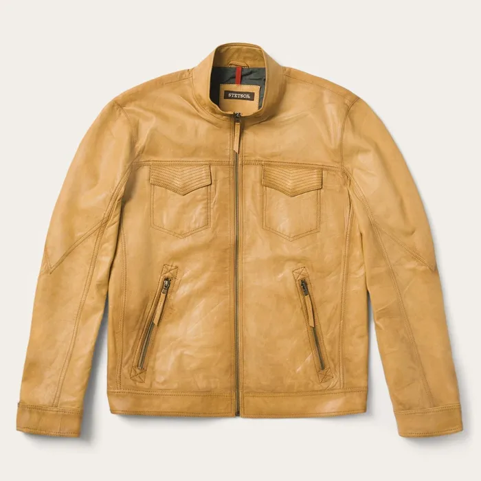 Jackets Men Stetson Butter Soft Distressed Leather Jacket Brown