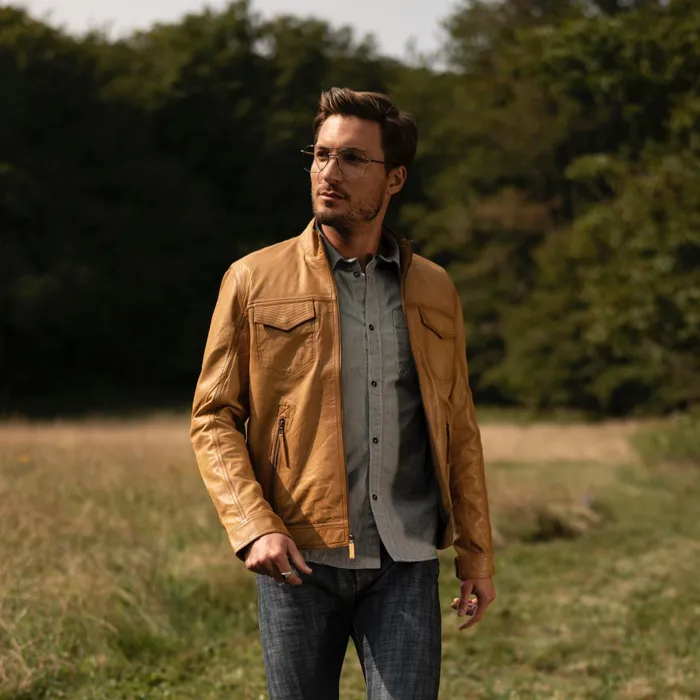Jackets Men Stetson Butter Soft Distressed Leather Jacket Brown