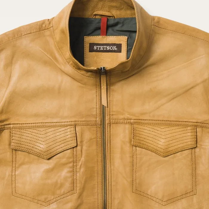 Jackets Men Stetson Butter Soft Distressed Leather Jacket Brown