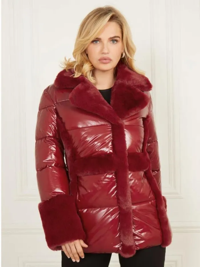 Jackets Women Marciano Bessie Puffer Coat Dark Jam Red