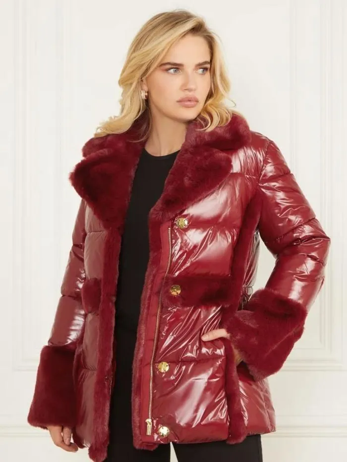 Jackets Women Marciano Bessie Puffer Coat Dark Jam Red