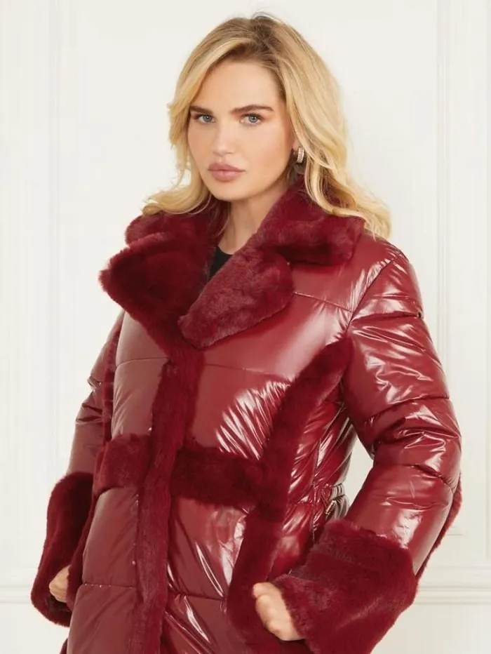Jackets Women Marciano Bessie Puffer Coat Dark Jam Red