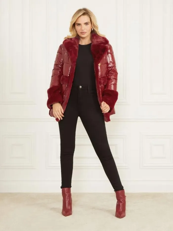 Jackets Women Marciano Bessie Puffer Coat Dark Jam Red