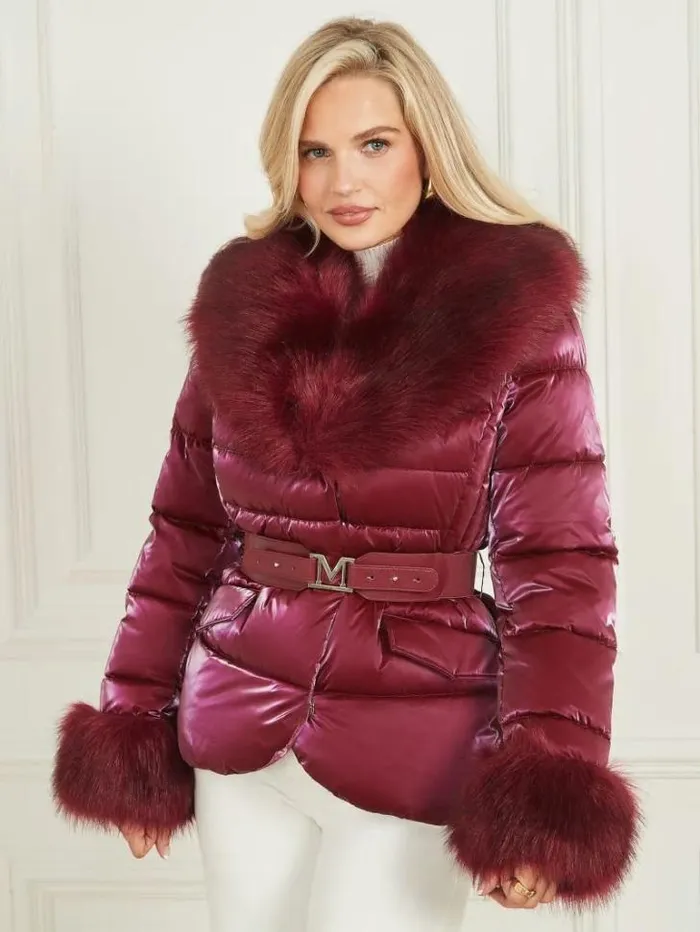 Jackets Women Marciano Nausicaa Puffer Jacket Purple Petal Multi Jackets Women Marciano Nausicaa Puffer Jacket Purple Petal Multi