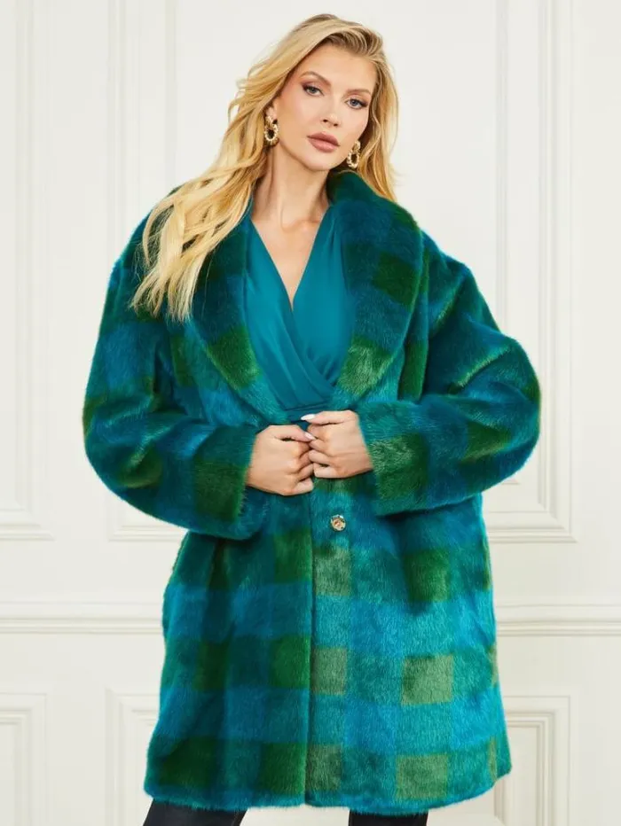 Jackets Women Marciano Rochelle Coat Green And Bermuda Blue Bi