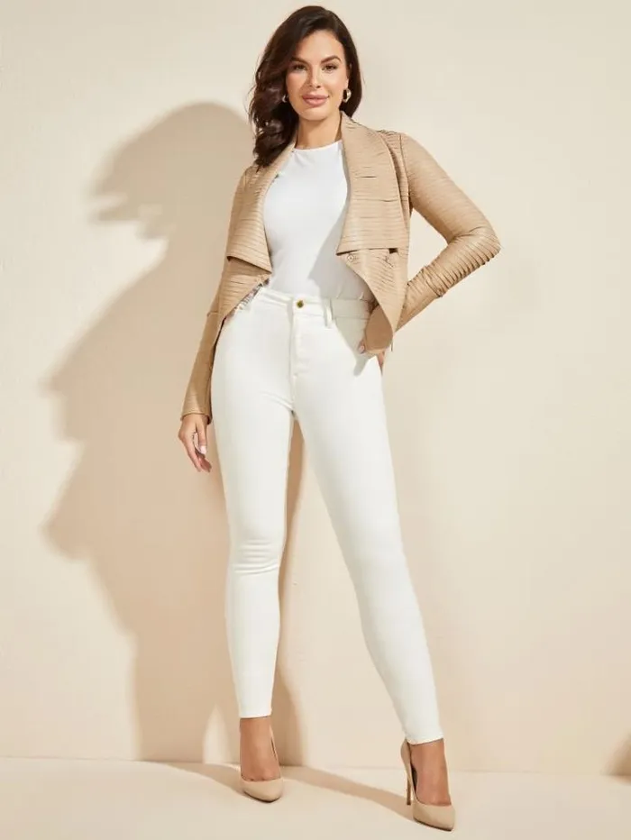 Jackets Women Marciano Shayna Drape Leather Jacket Sheer Fancy