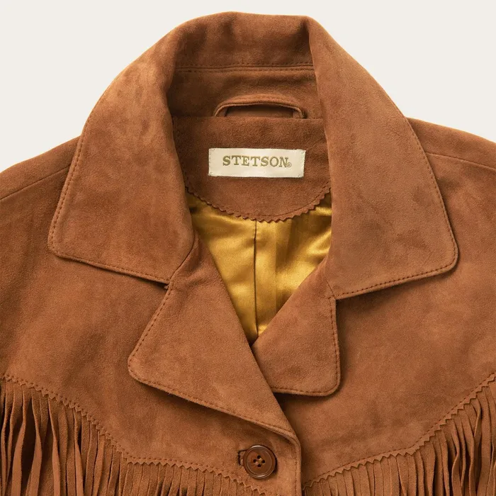 Jackets Women Stetson Lamb Suede Fringed Jacket Brown