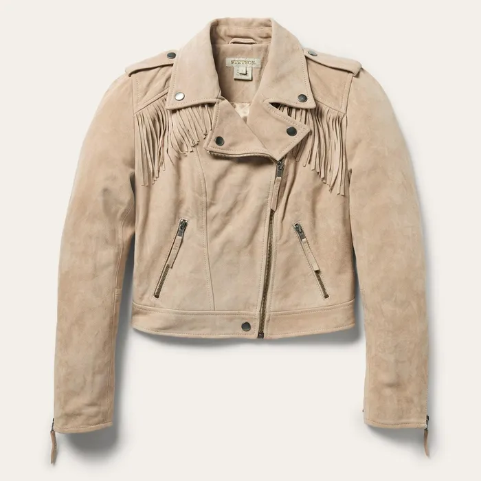Jackets Women Stetson Premium Suede Moto Jacket Tan