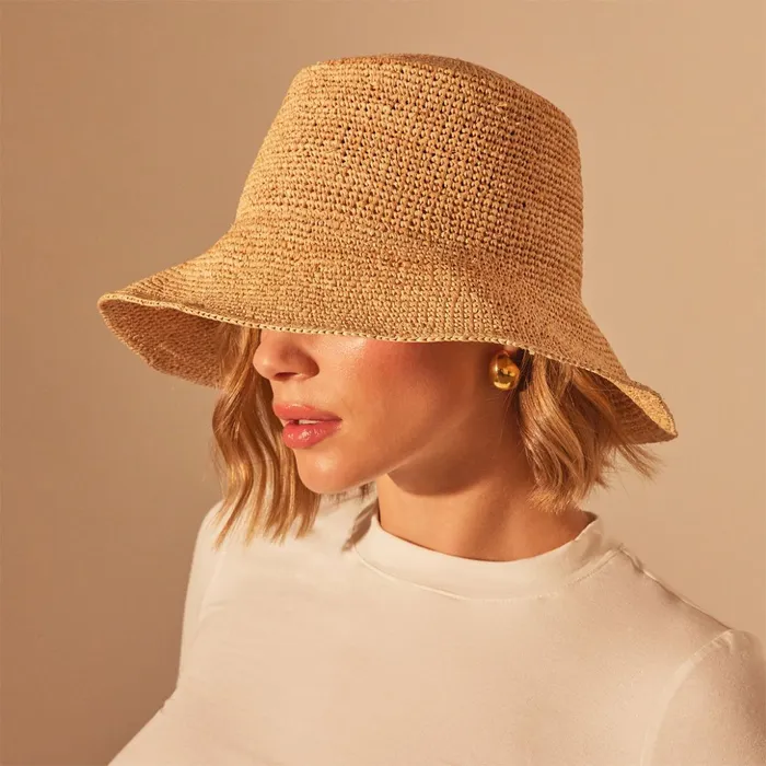 James Perse Hats Crochet Bucket Hat Jute 8211 Women
