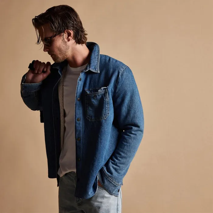 James Perse JacketsOuterwear Denim Sherpa Jacket Indigo 8211 Men