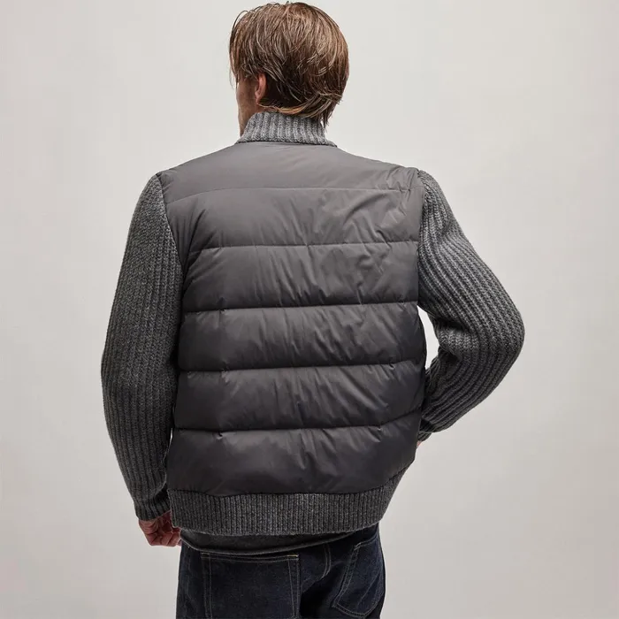 James Perse JacketsOuterwear Mixed Media Zip Front Jacket Carbon 8211 Men