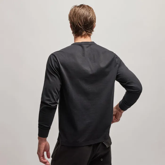 James Perse PolosNovelty Tops Heavy Luxe Jersey Henley Black 8211 Men
