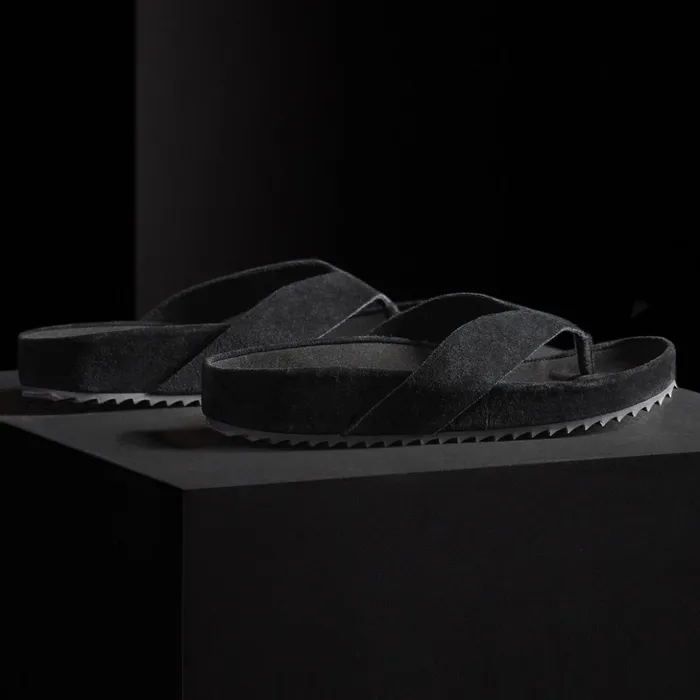 James Perse Sandals WomenSINGLEQUOTEADDEDs Suede Flip Flop Black 8211 Women
