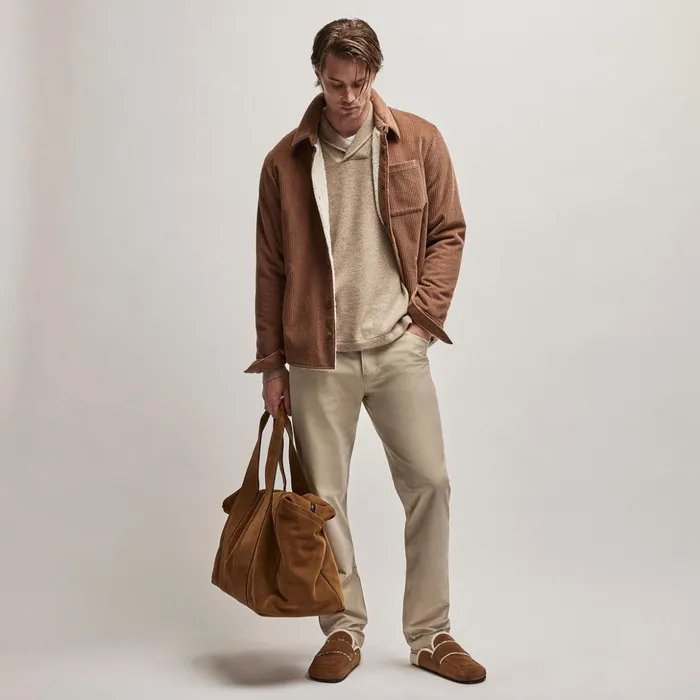 James Perse Sweaters Recycled Cashmere Shawl Collar Sweater Coyote 8211 Men