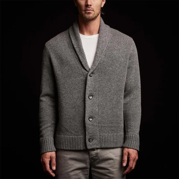 James Perse Sweaters Shawl Collar Button Up Cardigan Grey Felt 8211 Men