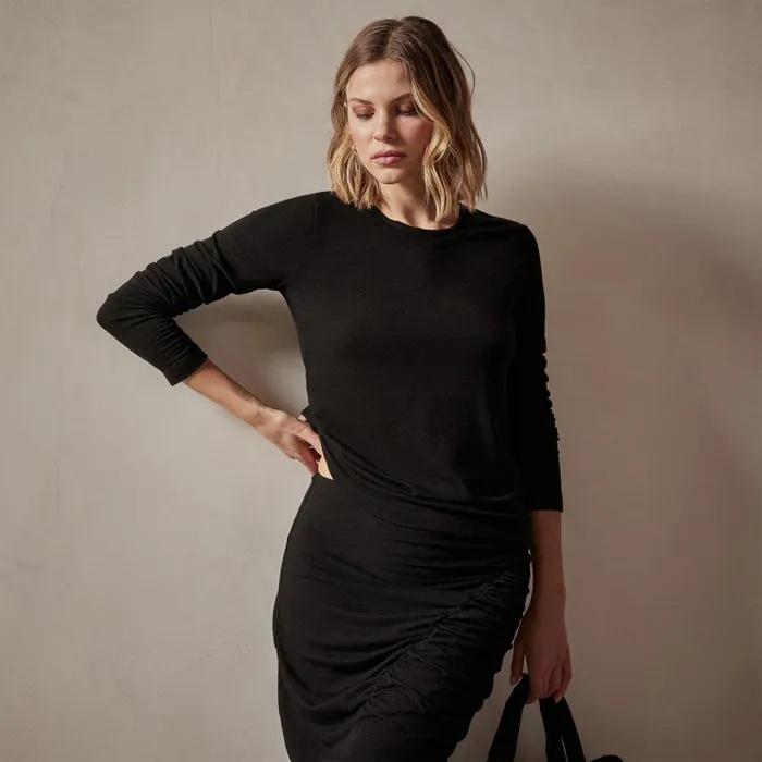 James Perse TShirts Tencel Cashmere Crewneck Black 8211 Women