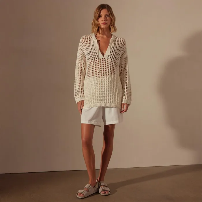 James Perse Tops Cotton Linen Open Tunic White 8211 Women