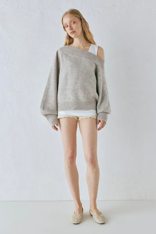JumpersSweaters Women VRG GRL Alma Knit Jumper Grey Marle JumpersSweaters Women VRG GRL Alma Knit Jumper Grey Marle