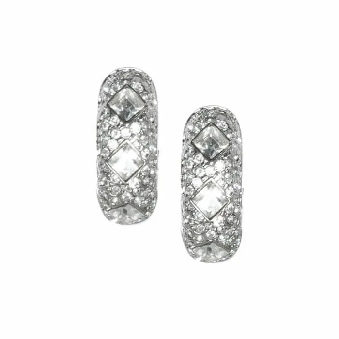 Kenneth Jay Lane Clear Crystal Earrings Women Crystal Half Hoop Clip Earrings Kenneth Jay Lane Clear Crystal Earrings Women Crystal Half Hoop Clip Earrings