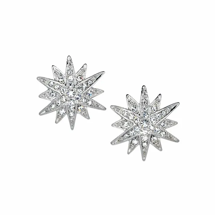 Kenneth Jay Lane Clear Crystal Earrings Women Crystal Starburst ClipOn Earrings Kenneth Jay Lane Clear Crystal Earrings Women Crystal Starburst ClipOn Earrings