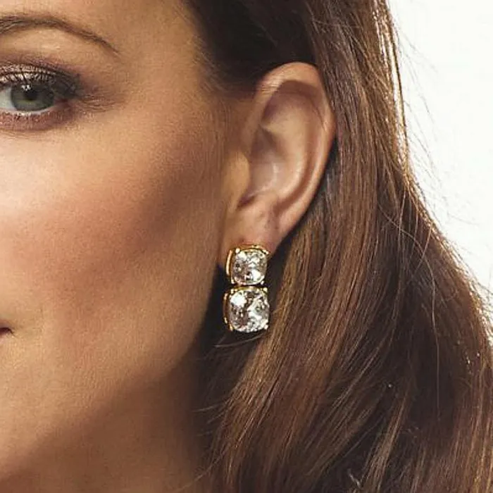 Kenneth Jay Lane Clear Crystal Earrings Women Gold And Crystal Square Earring Kenneth Jay Lane Clear Crystal Earrings Women Gold And Crystal Square Earring