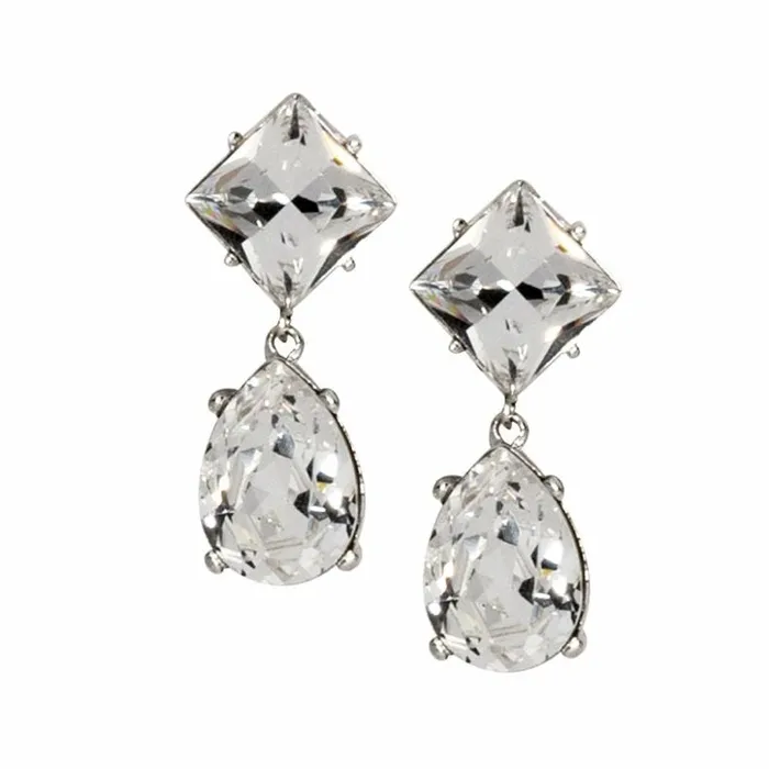 Kenneth Jay Lane Clear Crystal Earrings Women Silver And Crystal Teardrop ClipOn Earrings Kenneth Jay Lane Clear Crystal Earrings Women Silver And Crystal Teardrop ClipOn Earrings
