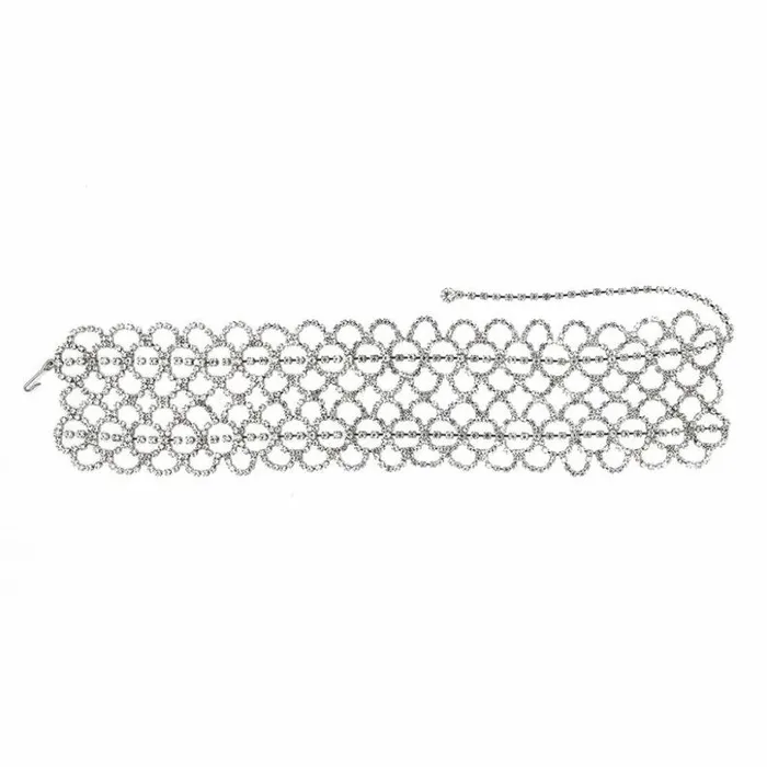 Kenneth Jay Lane Clear Crystal Necklaces Women Wide Crystal Lace Choker