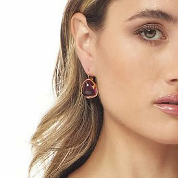 Kenneth Jay Lane Dark Color Gem Earrings Women Amethyst Glass Wire Earring