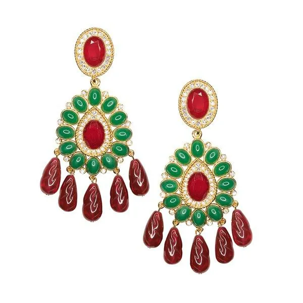 Kenneth Jay Lane Dark Color Gem Earrings Women Ruby And Emerald Drop Clip Earrings Kenneth Jay Lane Dark Color Gem Earrings Women Ruby And Emerald Drop Clip Earrings