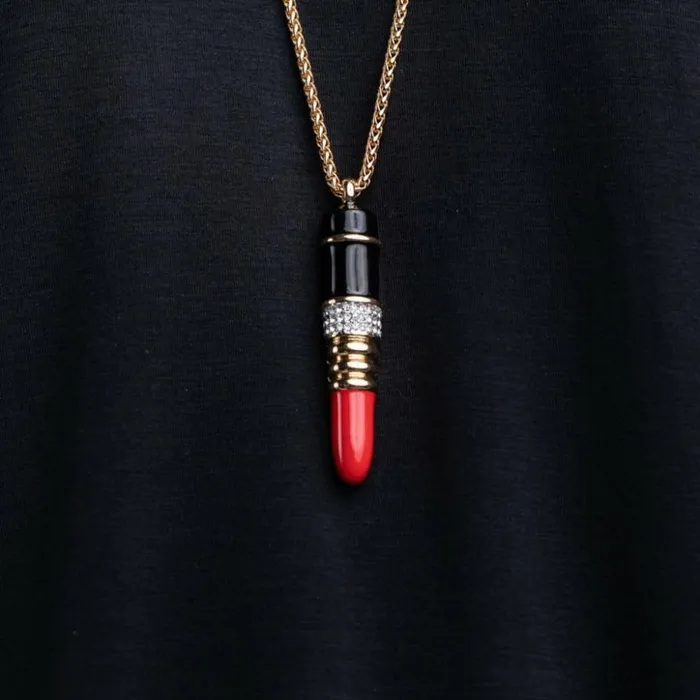 Kenneth Jay Lane Dark Color Necklaces Women Red Lipstick Pendant