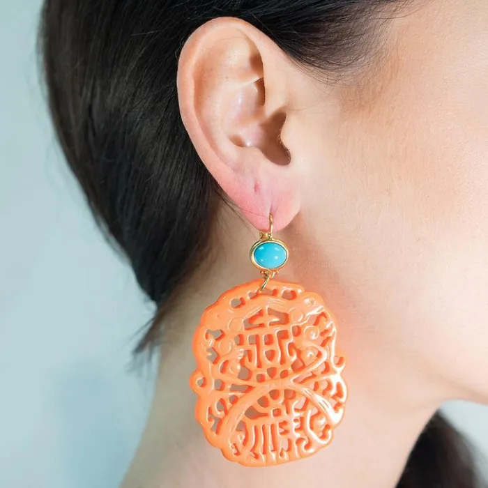 Kenneth Jay Lane Light Color Earrings Women Carved Coral Pierced Earrings Kenneth Jay Lane Light Color Earrings Women Carved Coral Pierced Earrings