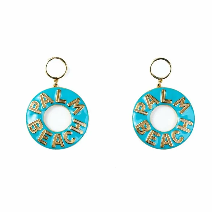Kenneth Jay Lane Light Color Earrings Women Gold And Turquoise Palm Beach Earrings
