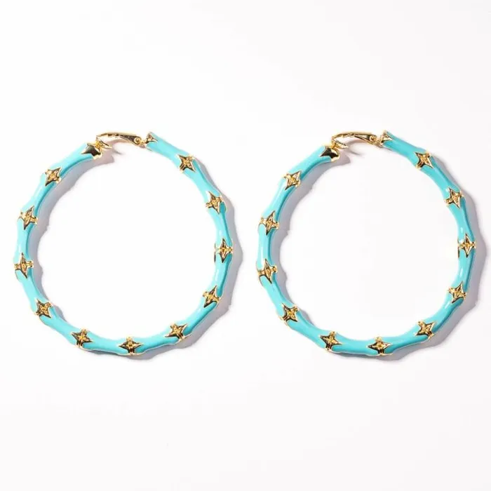 Kenneth Jay Lane Light Color Earrings Women Large Turquoise Bamboo ClipOn Hoop Earrings Kenneth Jay Lane Light Color Earrings Women Large Turquoise Bamboo ClipOn Hoop Earrings