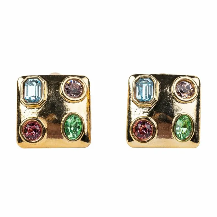 Kenneth Jay Lane Light Color Gem Earrings Women Pastel Multicolored Square ClipOn Earrings Kenneth Jay Lane Light Color Gem Earrings Women Pastel Multicolored Square ClipOn Earrings