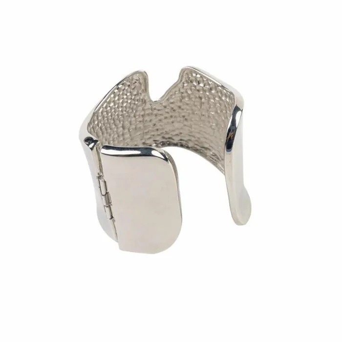 Kenneth Jay Lane Metallic Finish Bracelets Women Polished Silver V Cuff