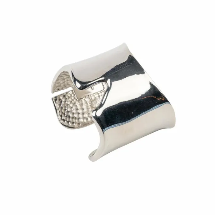 Kenneth Jay Lane Metallic Finish Bracelets Women Polished Silver V Cuff