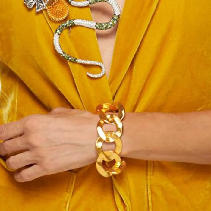 Kenneth Jay Lane Metallic Finish Bracelets Women Satin Gold Link Bracelet