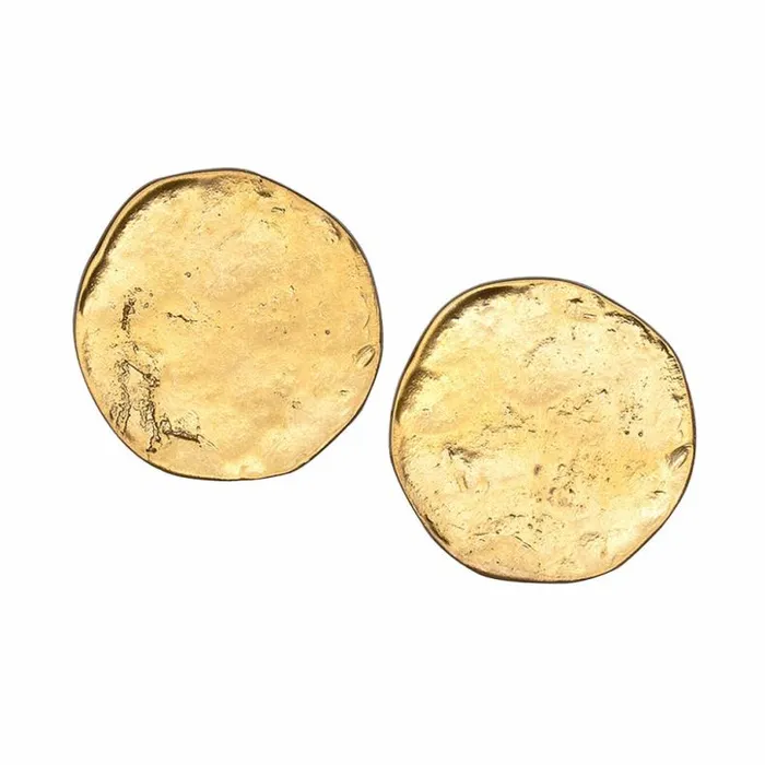 Kenneth Jay Lane Metallic Finish Earrings Women Coin Button Clip Earrings