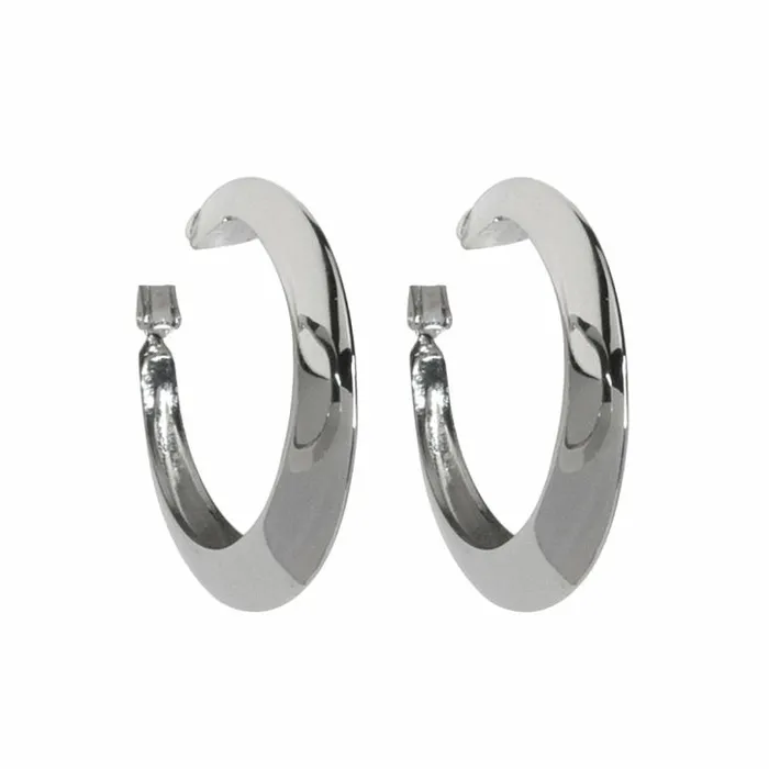 Kenneth Jay Lane Metallic Finish Earrings Women Polished Silver Tapered Hoop Clip Earrings Kenneth Jay Lane Metallic Finish Earrings Women Polished Silver Tapered Hoop Clip Earrings