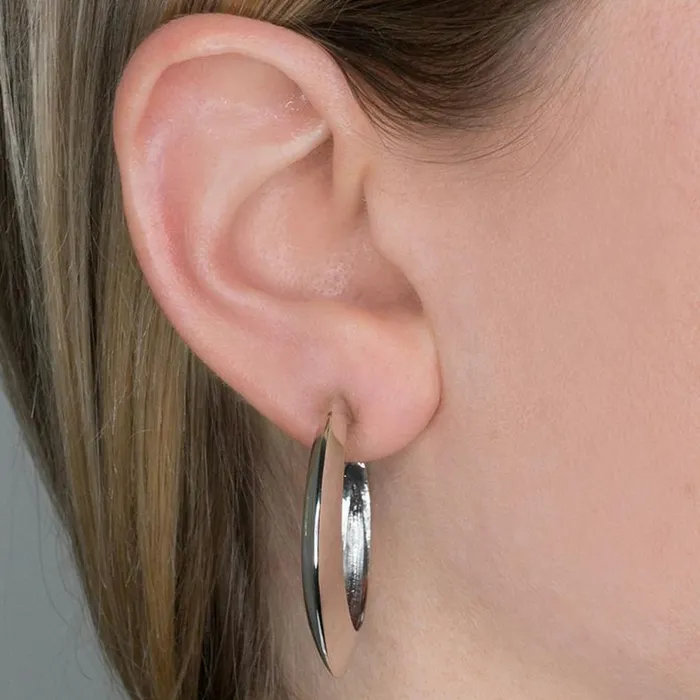 Kenneth Jay Lane Metallic Finish Earrings Women Polished Silver Tapered Hoop Clip Earrings