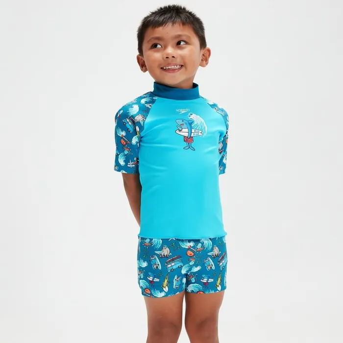 Kids Boy039s Rash Vests Speedo Infant Boys039 Short Sleeve Printed Rash Top Set Blue Kids Boy039s Rash Vests Speedo Infant Boys039 Short Sleeve Printed Rash Top Set Blue