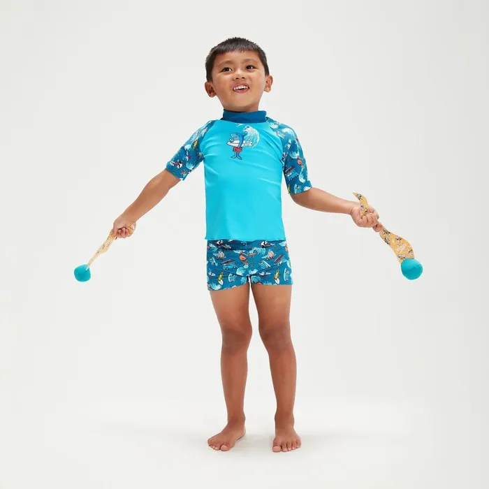 Kids Boy039s Rash Vests Speedo Infant Boys039 Short Sleeve Printed Rash Top Set Blue Kids Boy039s Rash Vests Speedo Infant Boys039 Short Sleeve Printed Rash Top Set Blue