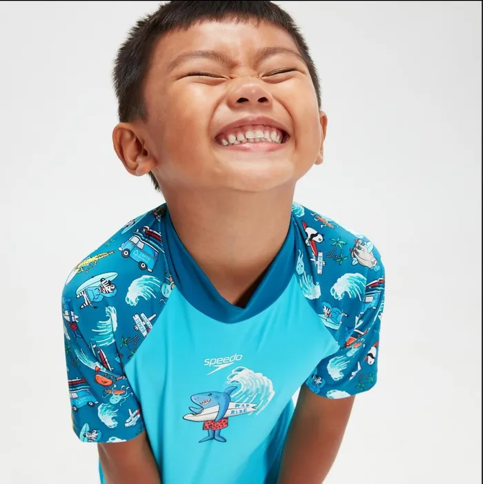 Kids Boy039s Rash Vests Speedo Infant Boys039 Short Sleeve Printed Rash Top Set Blue Kids Boy039s Rash Vests Speedo Infant Boys039 Short Sleeve Printed Rash Top Set Blue