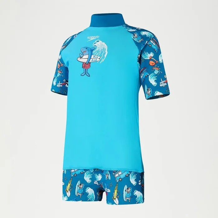 Kids Boy039s Rash Vests Speedo Infant Boys039 Short Sleeve Printed Rash Top Set Blue Kids Boy039s Rash Vests Speedo Infant Boys039 Short Sleeve Printed Rash Top Set Blue