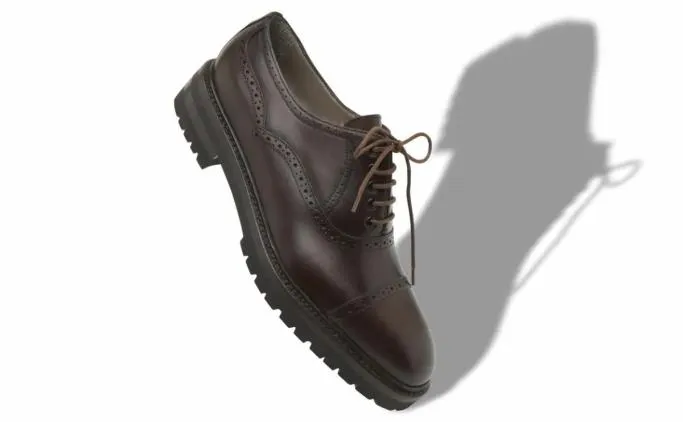 LaceUps Men Manolo Blahnik NORTONDark Brown Calf Leather Lace Up Shoes